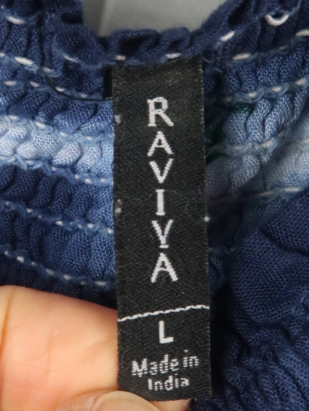 RAVIYA BLUE & WHITE TIE DYE MAXI DRESS WITH SMOCKED TOP SIZE LARGE - Picture 2 of 10